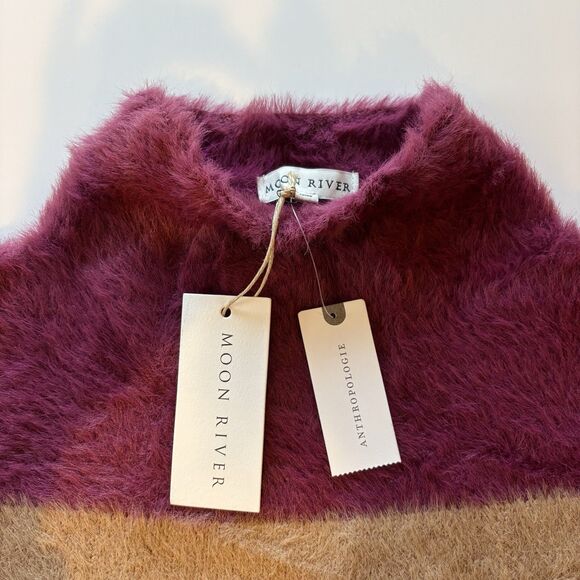 NWT Moon River Anthropologie Womens M Striped Oversized Sweater cozy - Picture 8 of 12